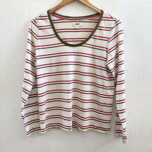 PACT Organic Long Sleeve Scoop Neck Striped Tee Size Medium